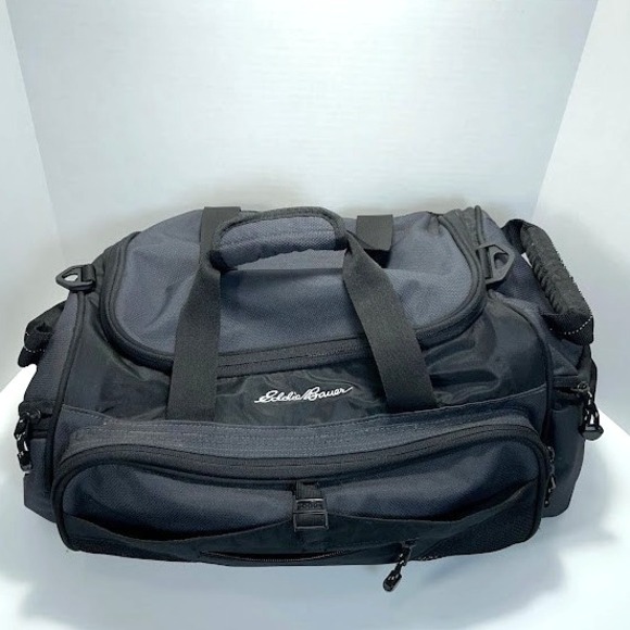 Eddie Bauer Duffel Bag with strap Carry On Multi Zipper Travel Sports Black navy - Picture 1 of 13